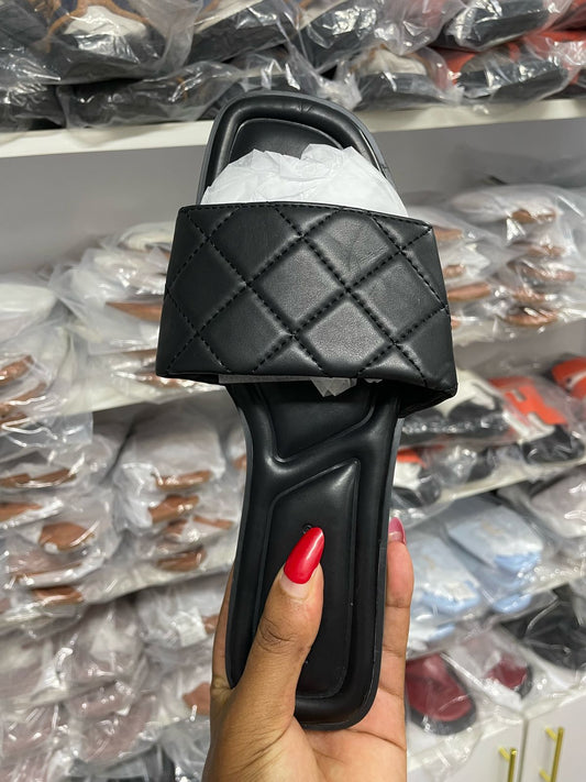 Padded Cushioned Slide Sandals (Black Quality Women Sandals)