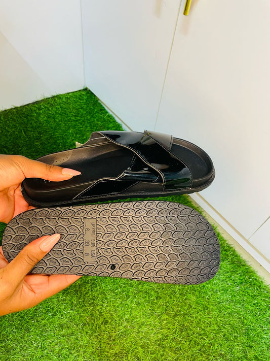 Double-Soled Glossy Crisscross Women Sandals Slides (Nairobi)