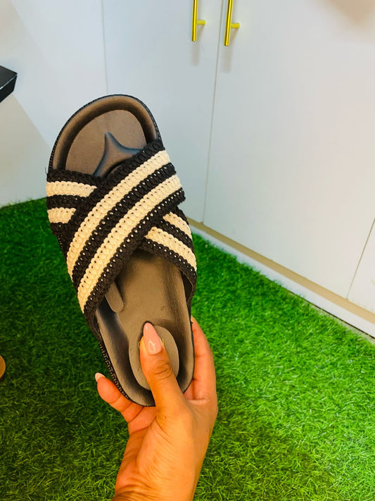 Comfortable Double Sole Woven Strap Women Sandals Slides (Nairobi Fashion)