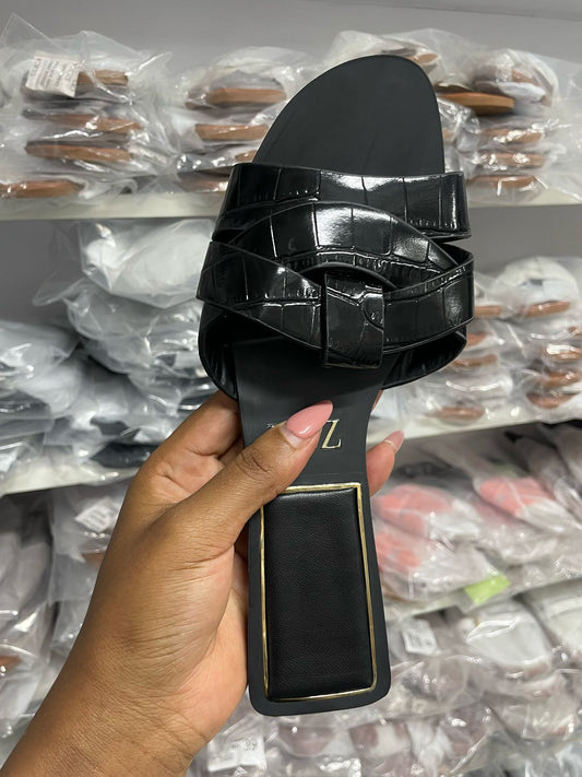 Modern Black Strappy Summer Slides (Nairobi Ladies Sandals)